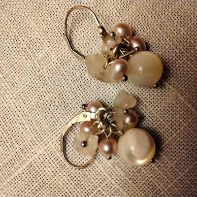 Sterling Silver Pearl, Mother of Pearl and Moonstone Earrings