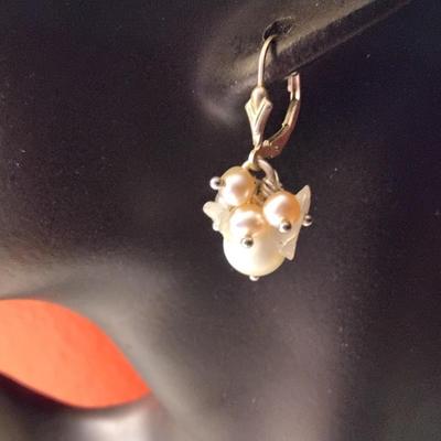Sterling Silver Pearl, Mother of Pearl and Moonstone Earrings