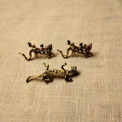 Gecko Earrings and Brooch