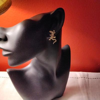 Gecko Earrings and Brooch