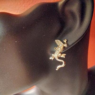 Gecko Earrings and Brooch