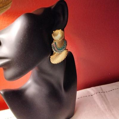 Gorgeous Shell With Enamel Post Earrings
