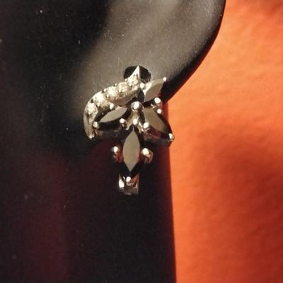 Gorgeous Garnet and White Sapphire Sterling Silver Earrings