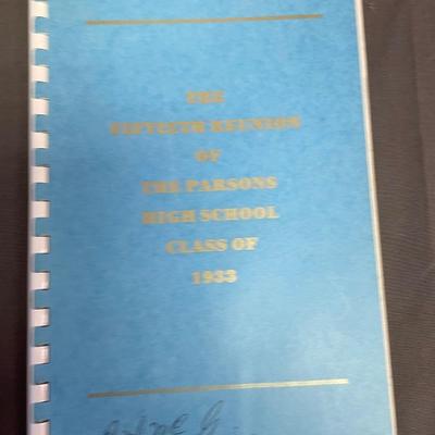 Calendar, yearbook and parsons high school list of names 1933