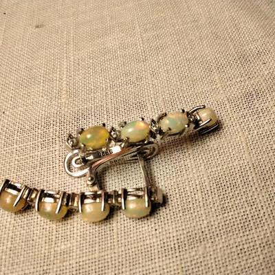 Opal Dangle Sterling Silver Earrings