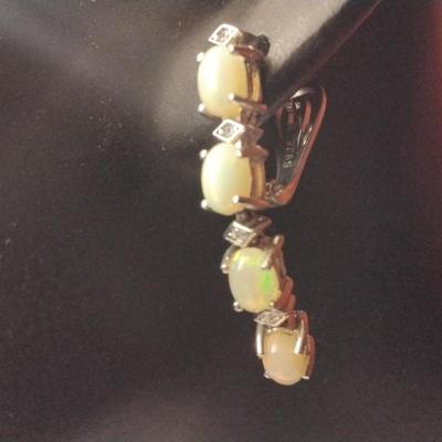 Opal Dangle Sterling Silver Earrings