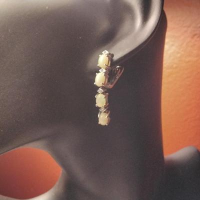 Opal Dangle Sterling Silver Earrings