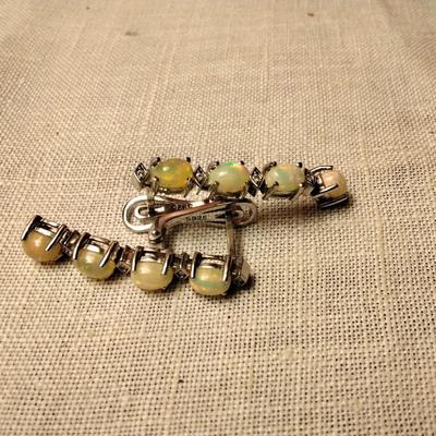 Opal Dangle Sterling Silver Earrings