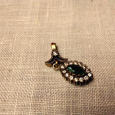 Gorgeous Emerald and White Sapphire in 14k/Sterling Silver