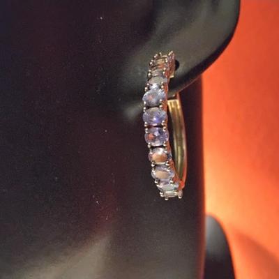 Breathtaking Tanzanite Sterling Silver Hoops