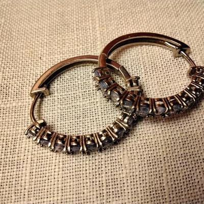 Breathtaking Tanzanite Sterling Silver Hoops