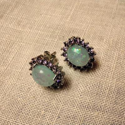 Gorgeous Opal and Amethyst Earrings