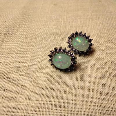 Gorgeous Opal and Amethyst Earrings
