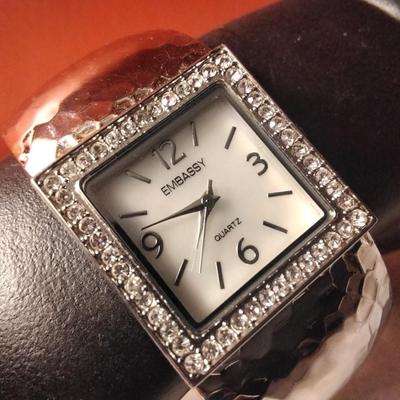 Embassy Cuff Watch With Mother Of Pearl Face