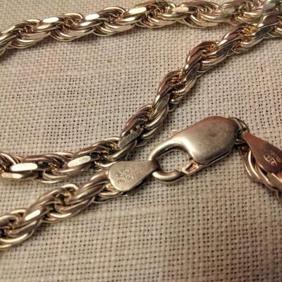 26" Solid Sterling Silver  Italian Necklace