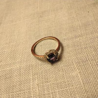 Stunning Amethyst and Diamond Ring 14k/925 Size 7.5