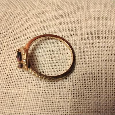 Stunning Amethyst and Diamond Ring 14k/925 Size 7.5