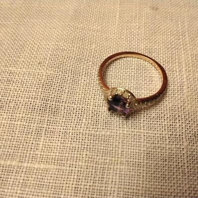 Stunning Amethyst and Diamond Ring 14k/925 Size 7.5