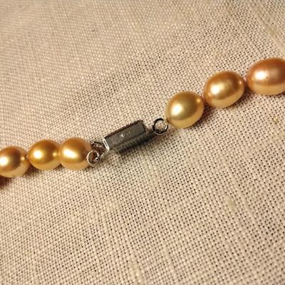 17" Champagne High Sheen Pearl Necklace With Unique Clasp