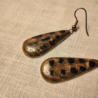 Gold and Black Enamel Earrings