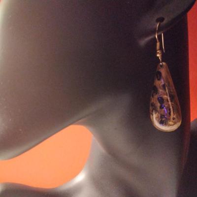 Gold and Black Enamel Earrings