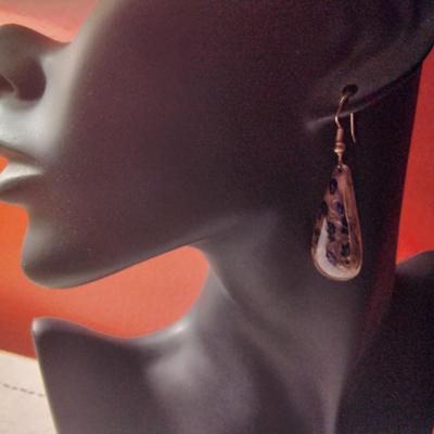 Gold and Black Enamel Earrings