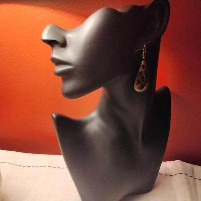 Gold and Black Enamel Earrings