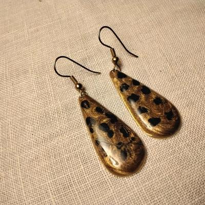 Gold and Black Enamel Earrings