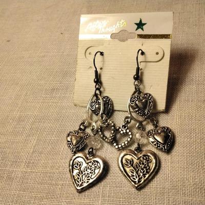 After Thoughts Heart Sterling Silver Dangle Earrings