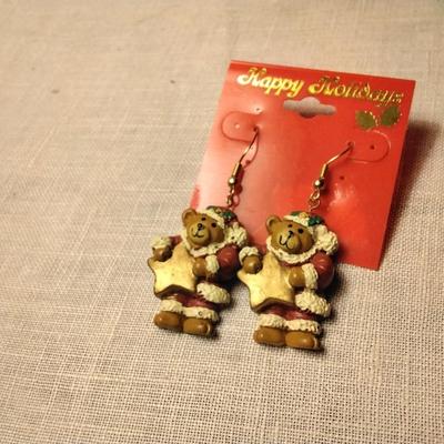 Too Cute Teddy Bear Christmas Earrings