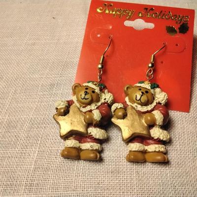 Too Cute Teddy Bear Christmas Earrings