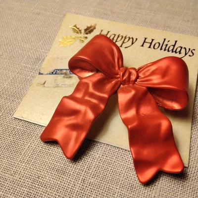 Vintage Christmas Bow Brooch