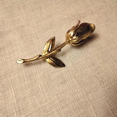 Goldtone Rose Brooch