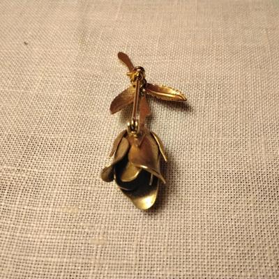 Goldtone Rose Brooch