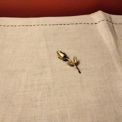 Goldtone Rose Brooch