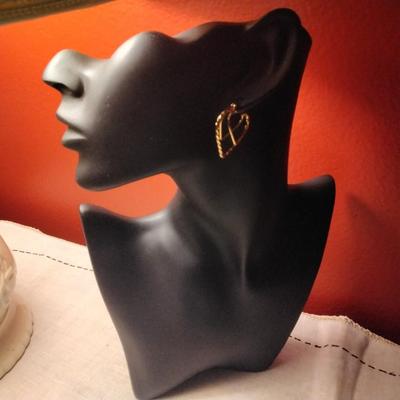 Gold Tone 3D Heart Earrings