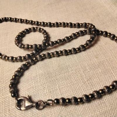 Silver and Bronze Bead Necklace