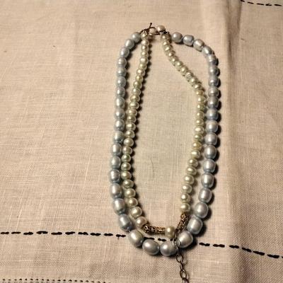 15" Double Pale Blue Pearl Necklace