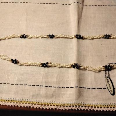 28" Mona So Pearl and Onyx Necklace