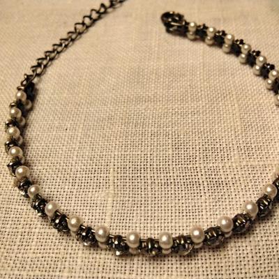 Seed Pearl and Sterling Silver Adjustable Length Bracelet