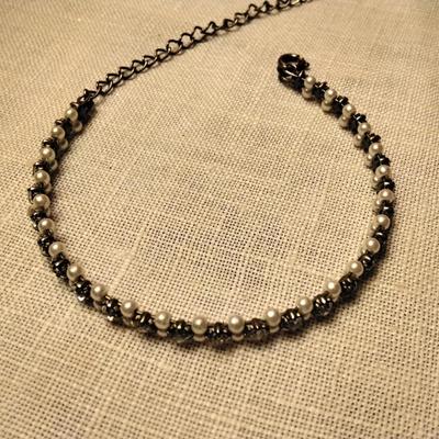 Seed Pearl and Sterling Silver Adjustable Length Bracelet