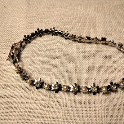 7" Seed Pearl and CZ Bracelet