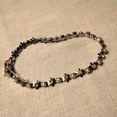 7" Seed Pearl and CZ Bracelet