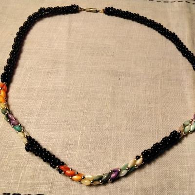 Stunning Vintage 22" Mother of Pearl Rainbow Necklace