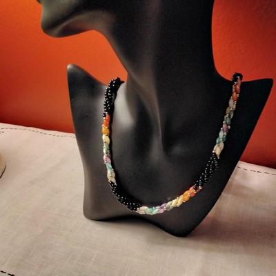 Stunning Vintage 22" Mother of Pearl Rainbow Necklace