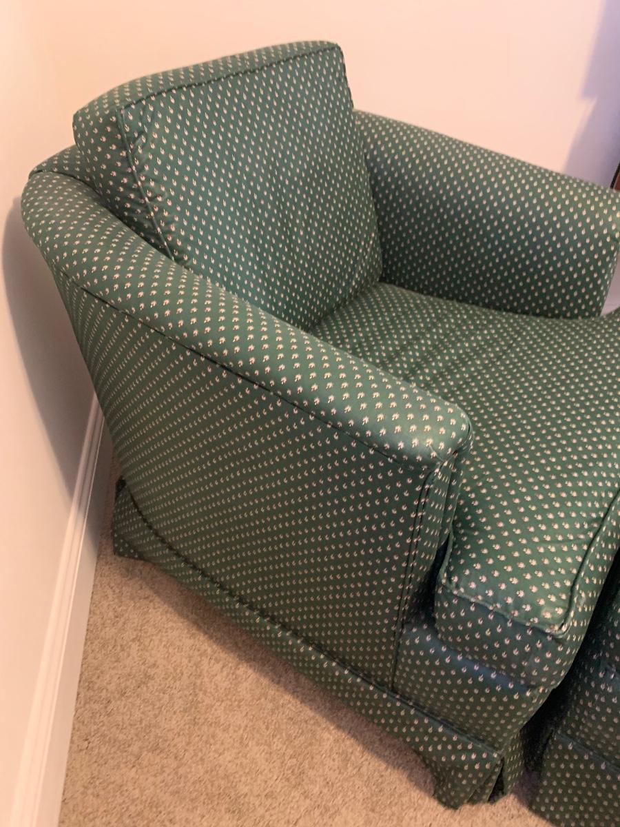 Clean upholstered chair and ottoman