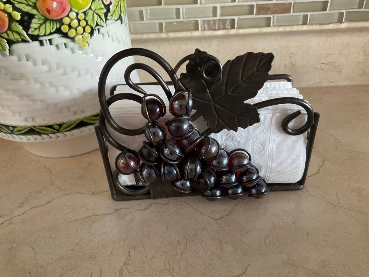 Lefton fruit canister & grape napkin holder