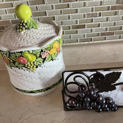 Lefton fruit canister & grape napkin holder
