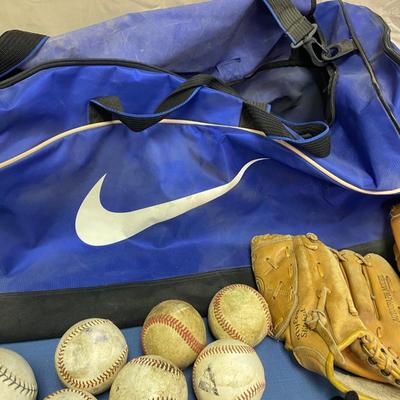 Baseball and Nike Bag