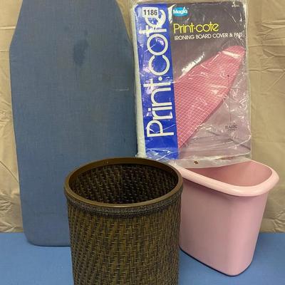 Ironing Board and waste baskets